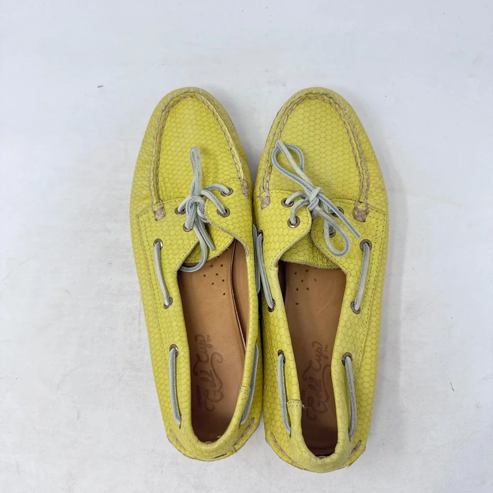 Sperry Gold Cup Top-Sider Boat Shoes Yellow 9.5 Nautical Snakeskin Embossed